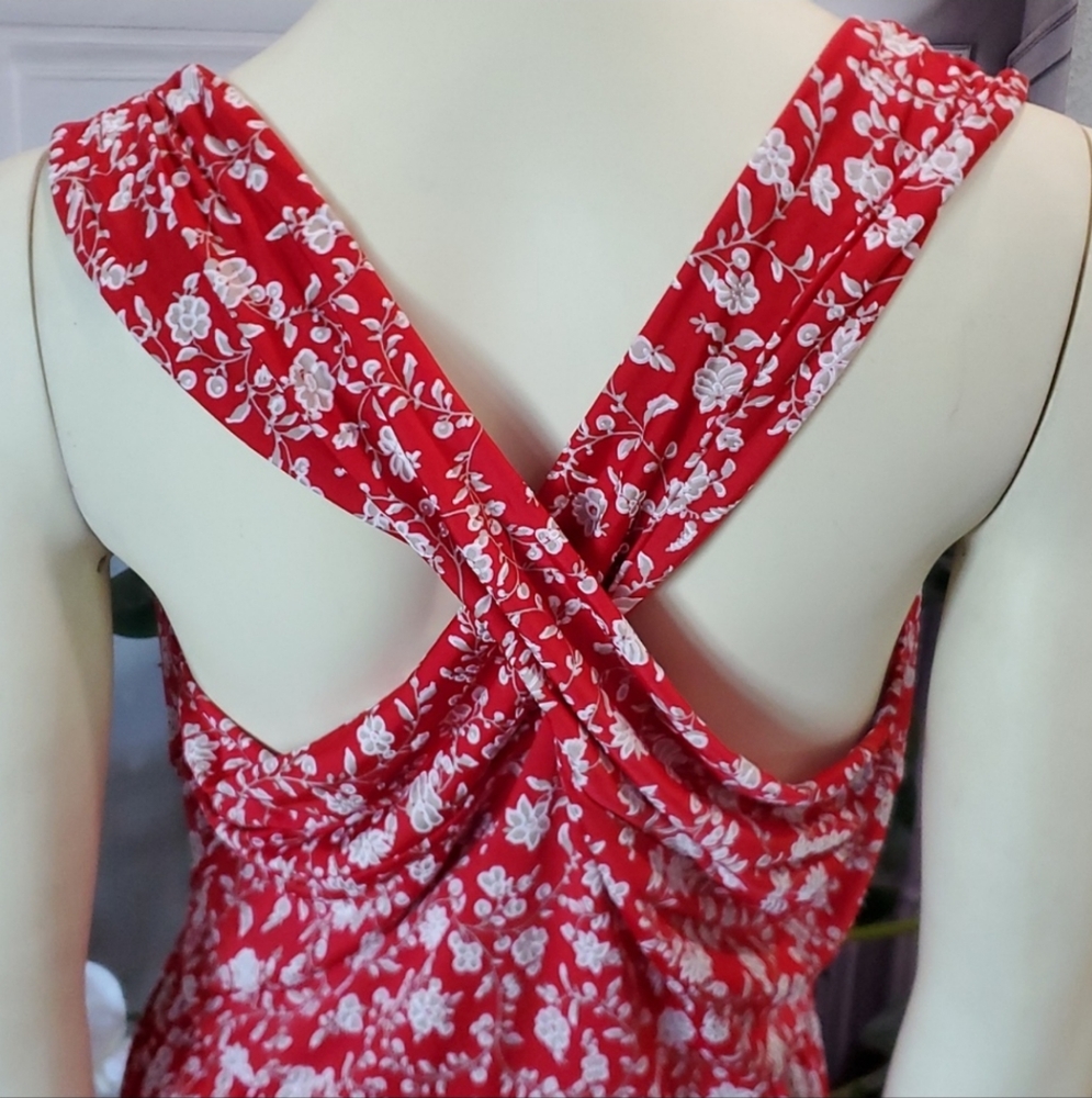 Kaileigh Floral red white Gray sundress for women Sleepless XL EUC